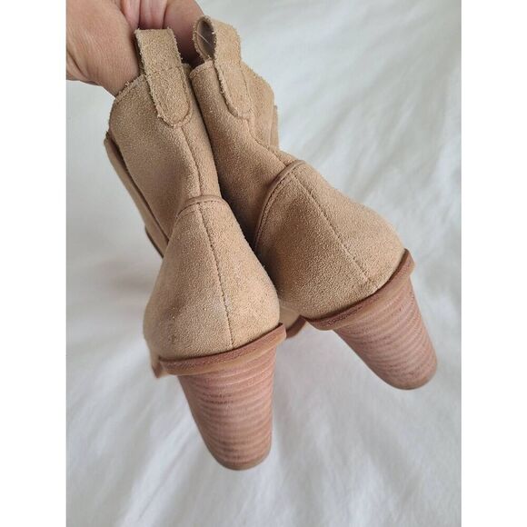 Kaanas Womens Leather Pointed Toe Block Heel Hague Heeled Bootie Ivory Size 7M - Picture 5 of 6